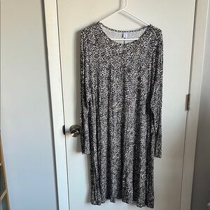 Animal Print Long Sleeve Swing Dress